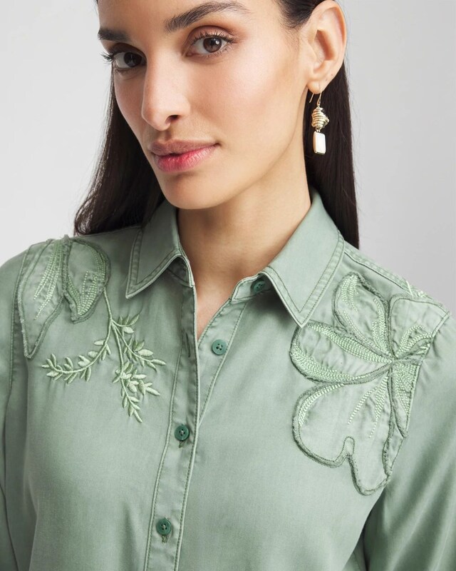 Embellished Lyocell Tencel Collared Shirt - image 4